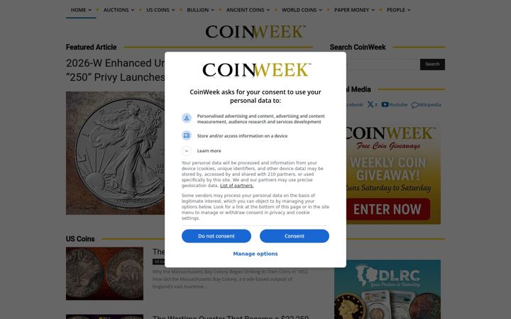 Screenshot of coinweek.com