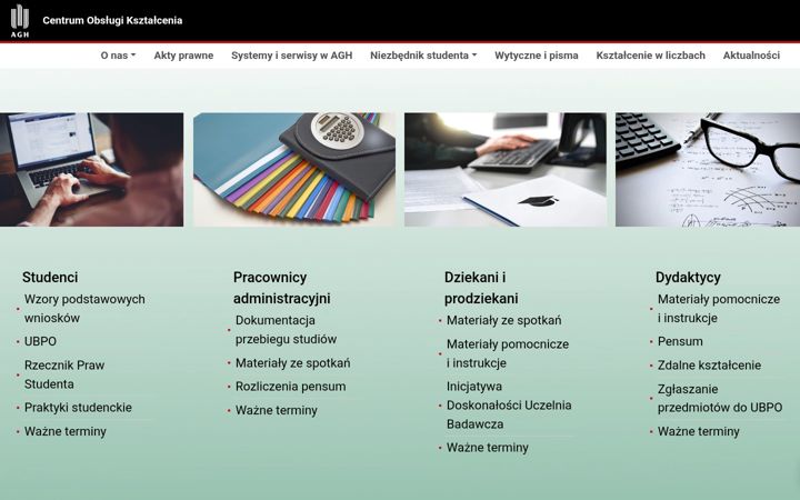 Screenshot of cok.agh.edu.pl