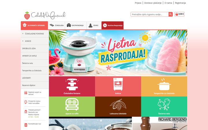 Screenshot van cokoladnafontana.hr