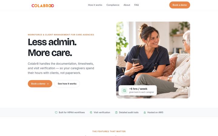 Екранна снимка на colabr8.io