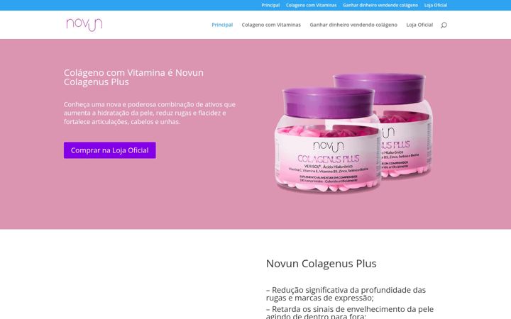 Screenshot stránky colagenocomvitamina.com.br