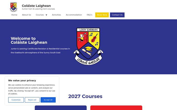 Skjámynd af colaistelaighean.ie