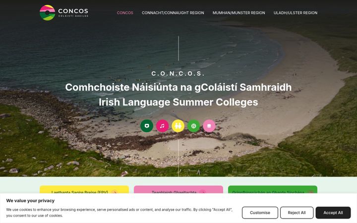 Skjámynd af colaistigaeilge.ie