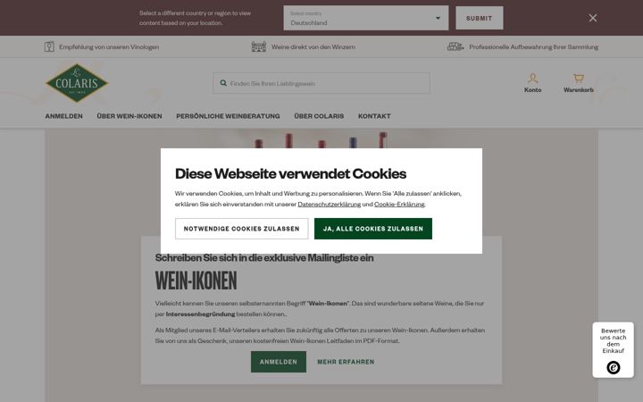Screenshot of colariswein.de