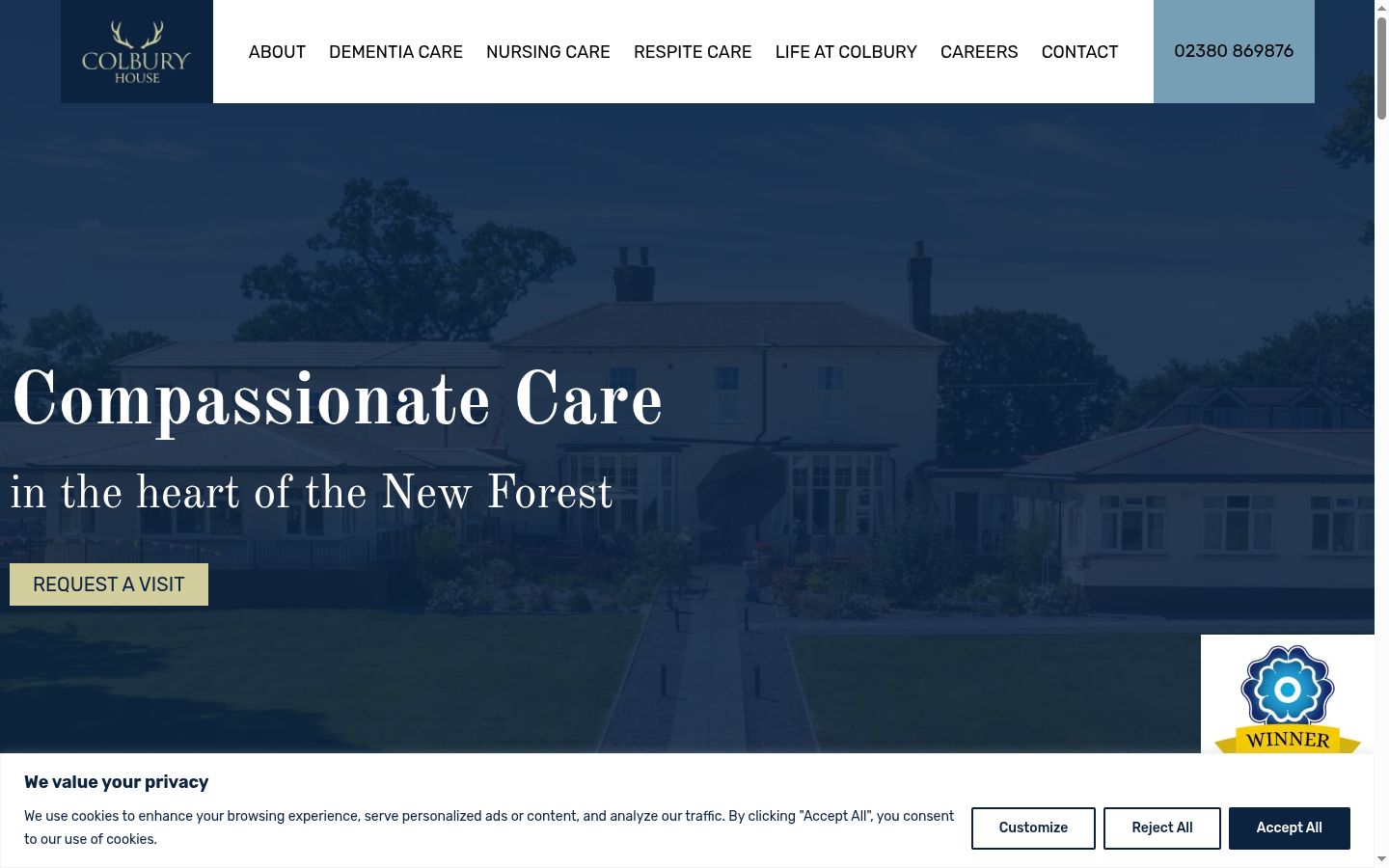 Screenshot of the consent banner shown before any interaction