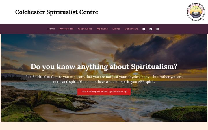 Screenshot of colchesterspiritualistcentre.co.uk