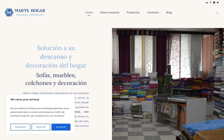 Screenshot of colchonesydecoracionmaryshogar.com