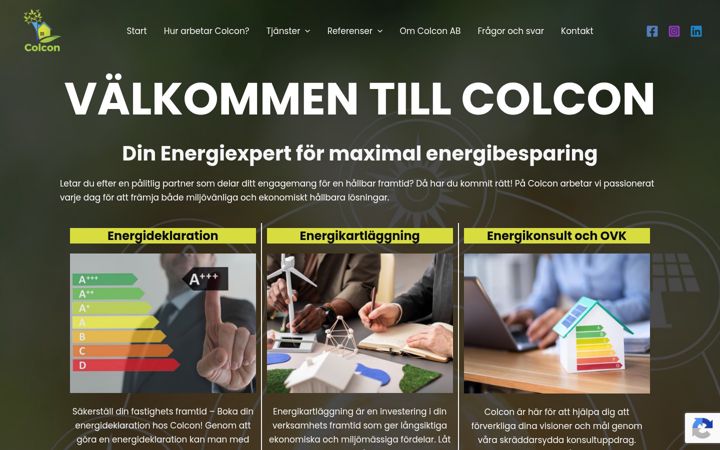 Kuvakaappaus sivustosta colcon.se