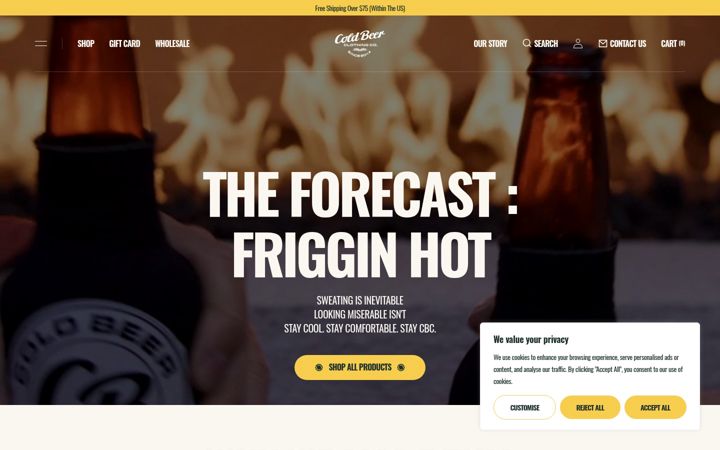 Screenshot of coldbeerclothing.com