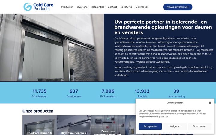 Skærmbillede af coldcareproducts.nl