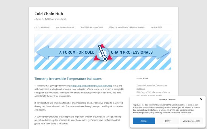 Captură de ecran a coldchainhub.org