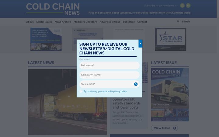 Screenshot of coldchainnews.com