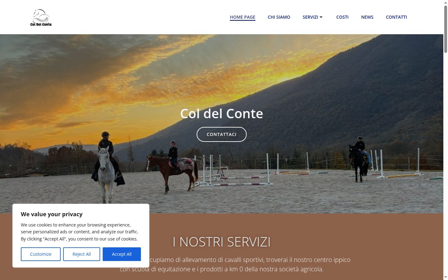Screenshot del banner di consenso mostrato prima di qualsiasi interazione