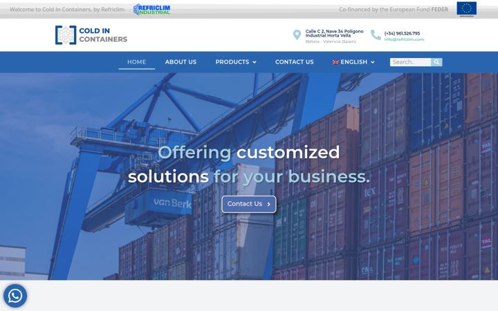 Screenshot of coldincontainers.com