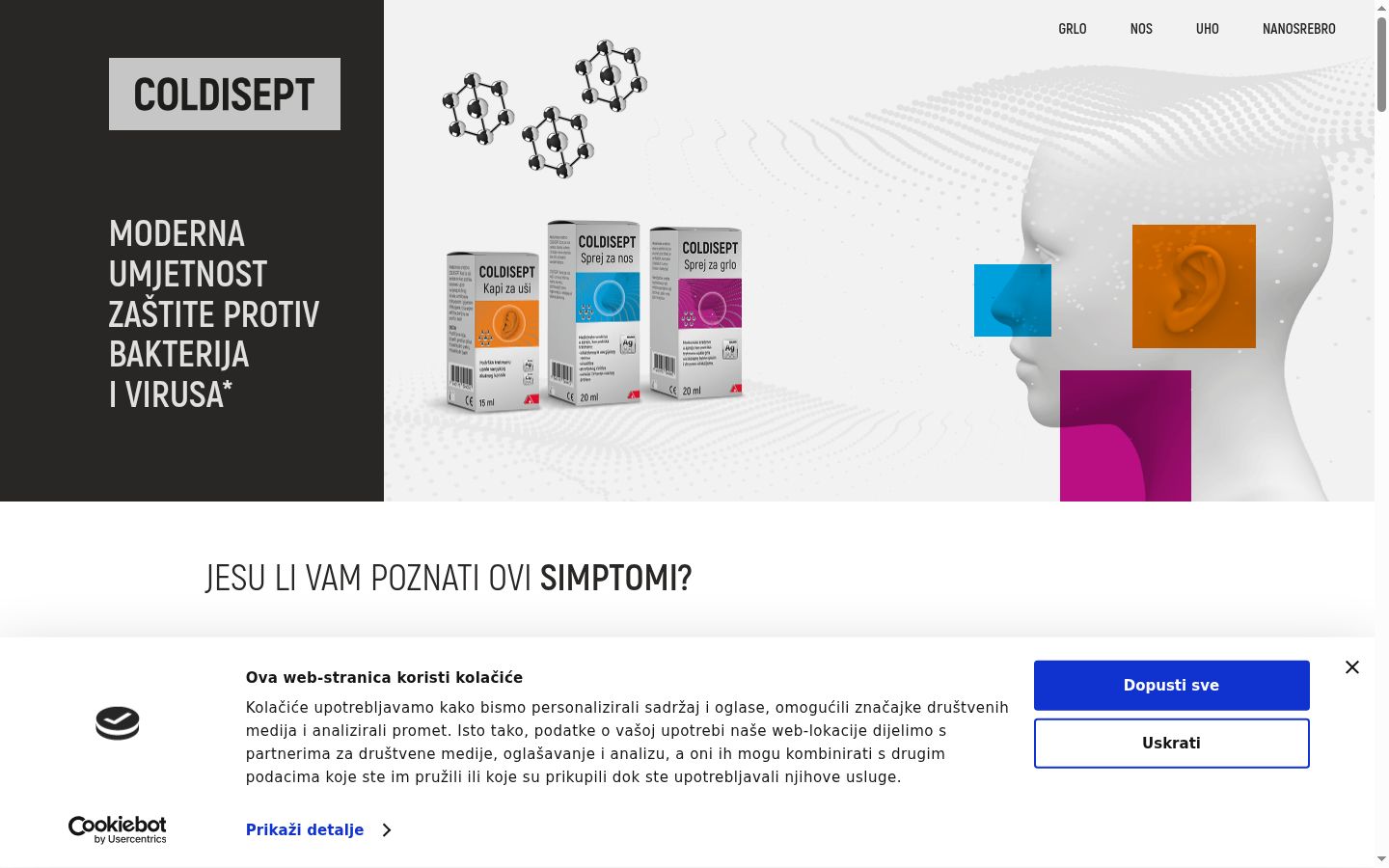 Sutikimo reklamjuostės, rodytos prieš bet kokią sąveiką, ekrano kopija