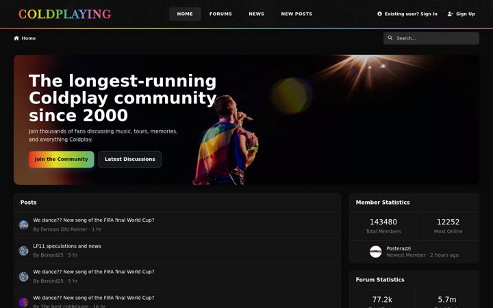 Screenshot of coldplaying.com