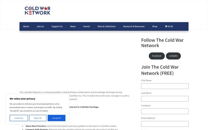 Snímek obrazovky coldwarnetwork.co.uk