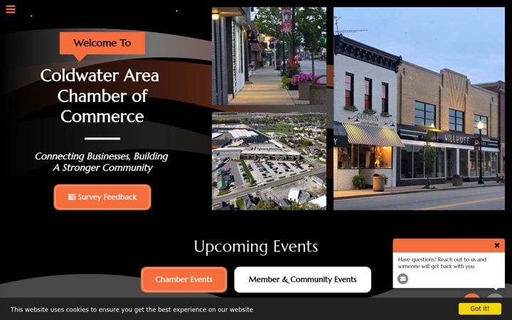 Screenshot of coldwaterchamberofcommerce.com
