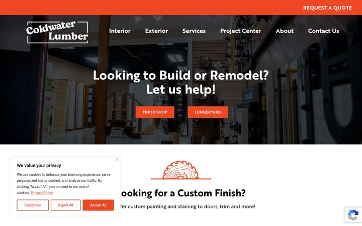 Screenshot of coldwaterlumber.net