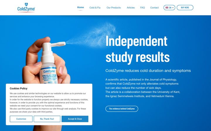 Screenshot of coldzyme.co.uk