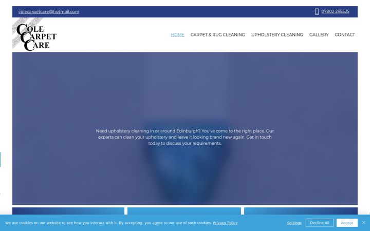 Screenshot of colecarpetcare.co.uk