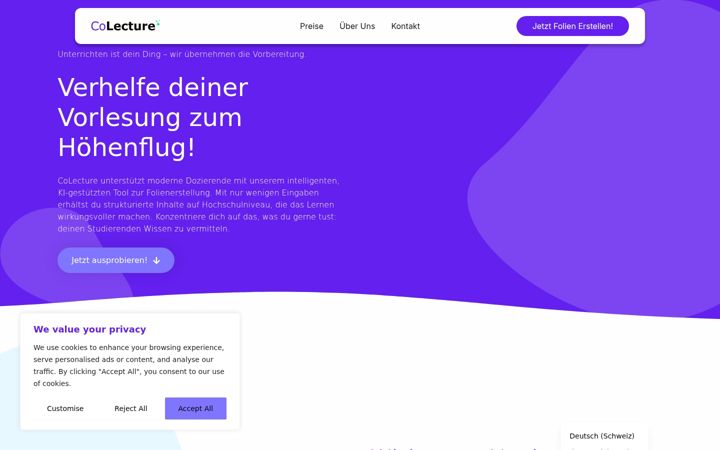Screenshot of colecture.com