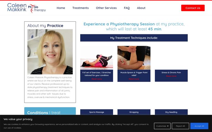 Screenshot van coleenmakkinkphysio.co.za