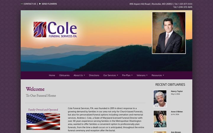 Screenshot of colefuneral.com
