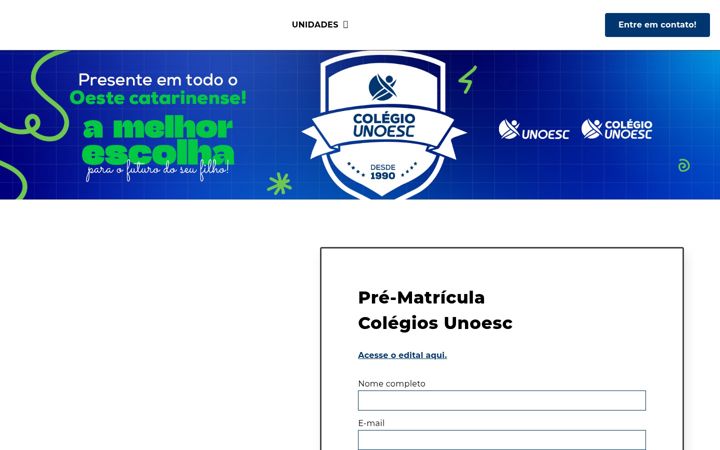 Ekrānuzņēmums no colegio.unoesc.edu.br