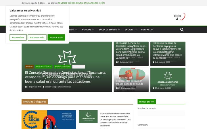 Screenshot of colegiodentistassalamanca.es