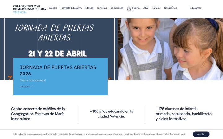 Captură de ecran a colegioesclavasdemaria.org