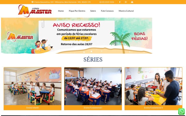 Screenshot of colegiomasterbh.com.br