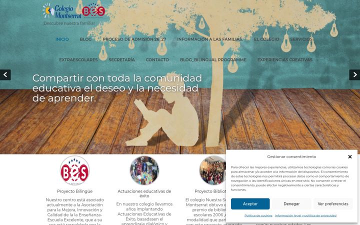 Captură de ecran a colegiomontserrat.org