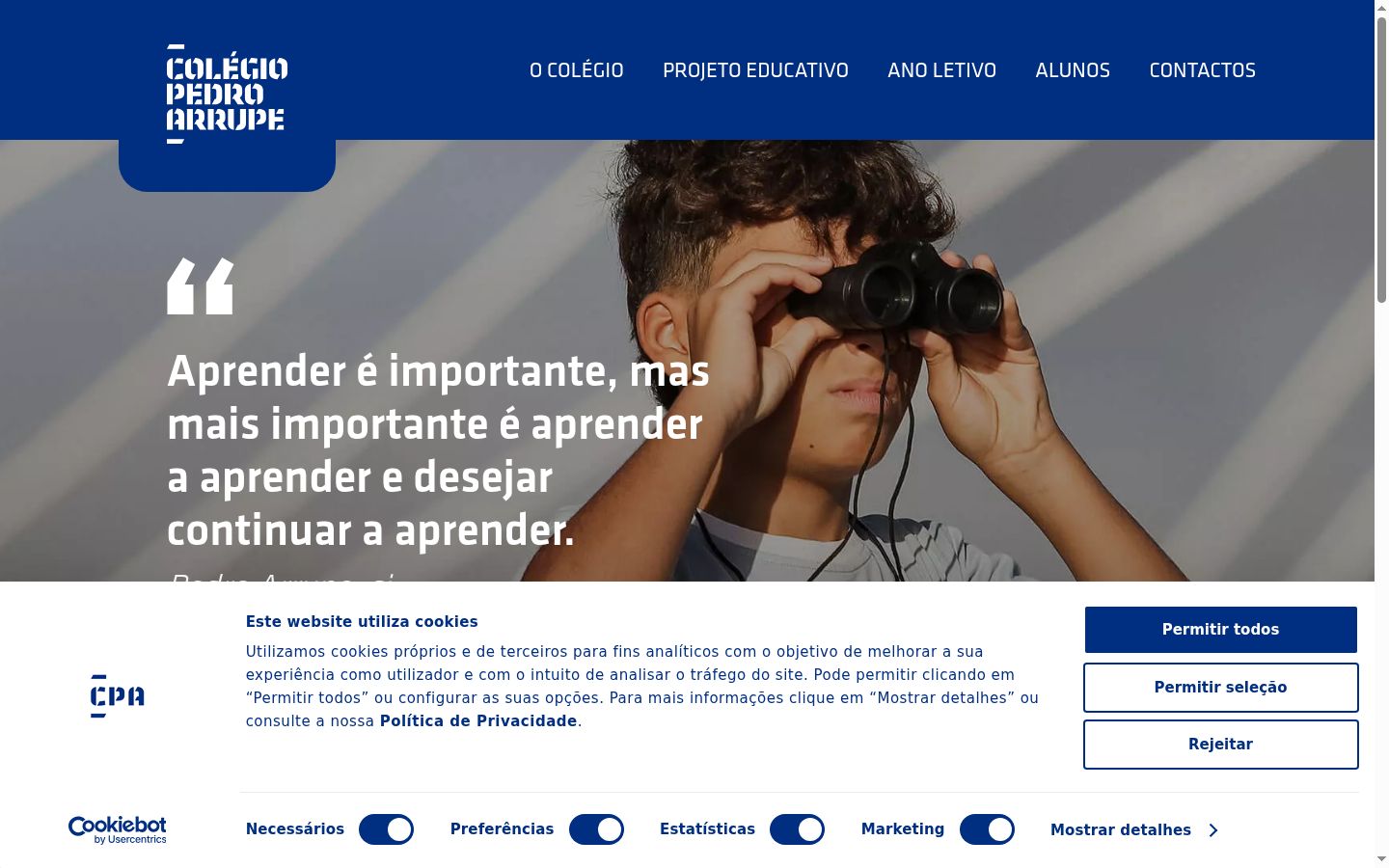 Screenshot of the consent banner shown before any interaction