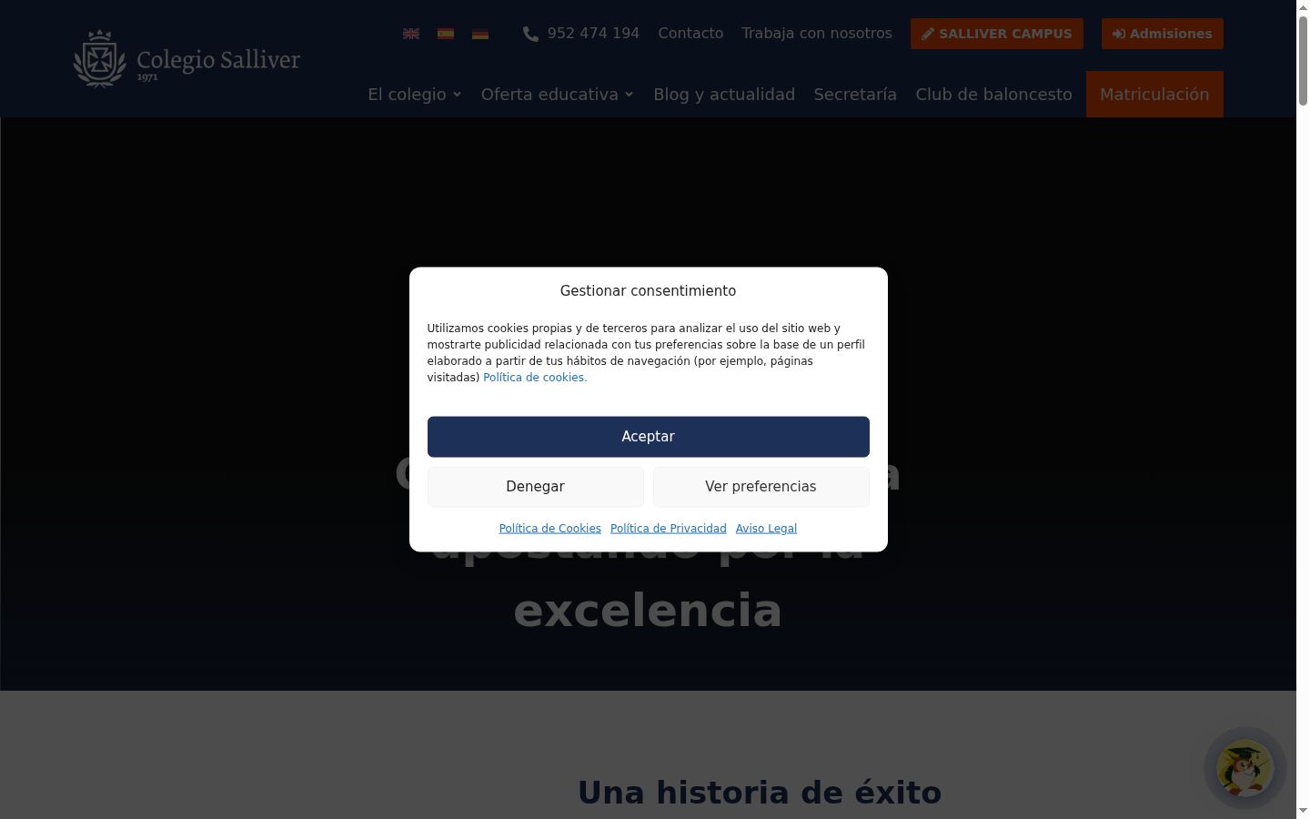 Screenshot of the consent banner shown before any interaction