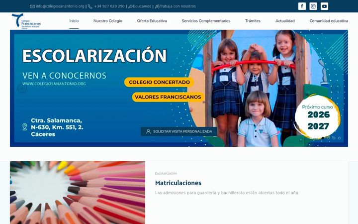 Captură de ecran a colegiosanantonio.org