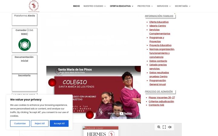 Screenshot of colegiosantamariadelospinos.es