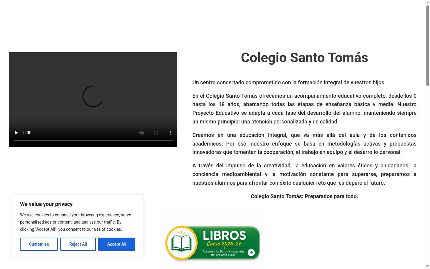Screenshot del banner di consenso mostrato prima di qualsiasi interazione