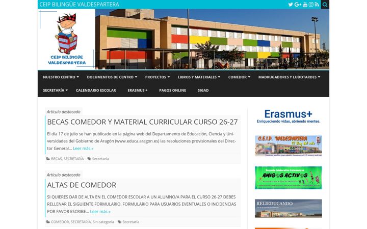 Snímek obrazovky colegiovaldespartera.es