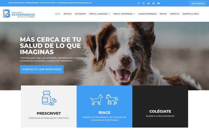 Screenshot of colegioveterinariosbadajoz.com