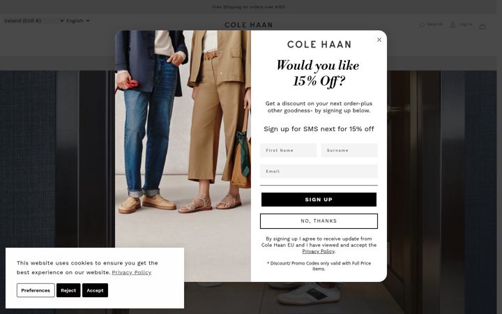 Ekrano kopija colehaan.eu