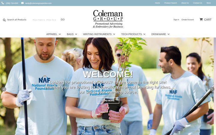 Screenshot of colemangrouponline.com
