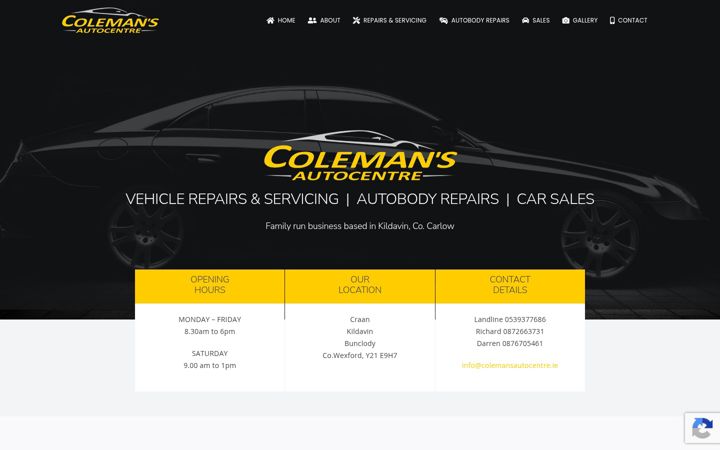 Skjámynd af colemansautocentre.ie