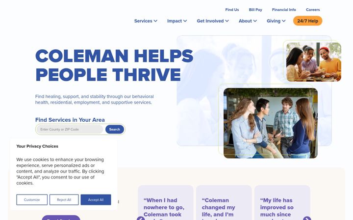 Captură de ecran a colemanservices.org