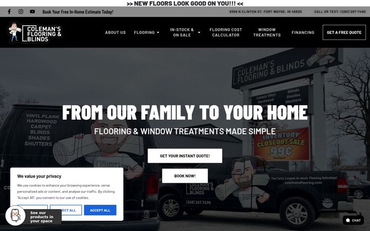 Screenshot of colemansflooring.com