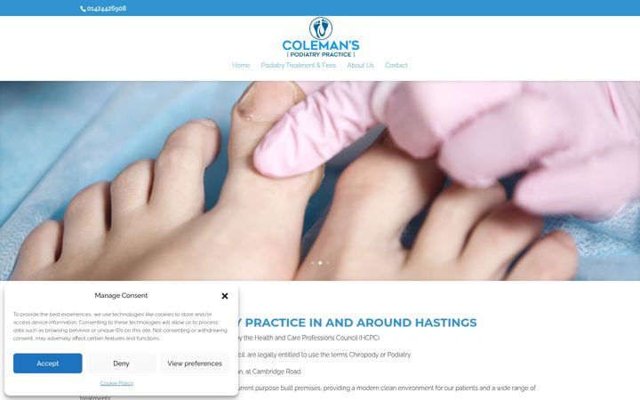 Screenshot of colemanspodiatrypractice.co.uk