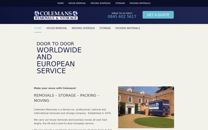 Screenshot of colemansremovals.co.uk