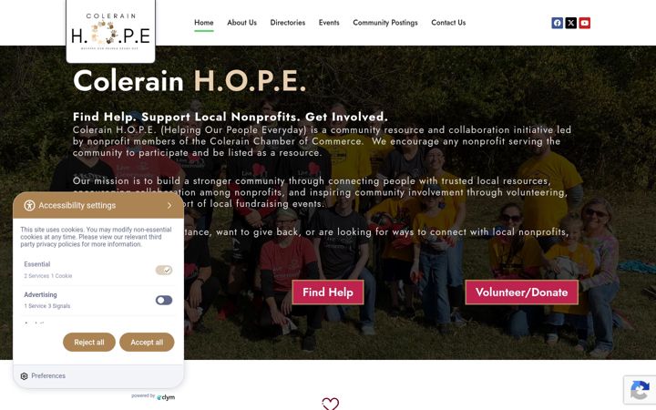 Captură de ecran a colerainhope.org