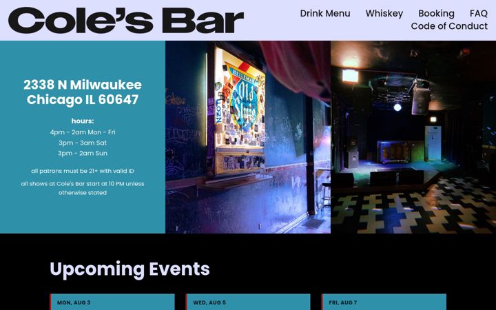Screenshot of colesbarchicago.com