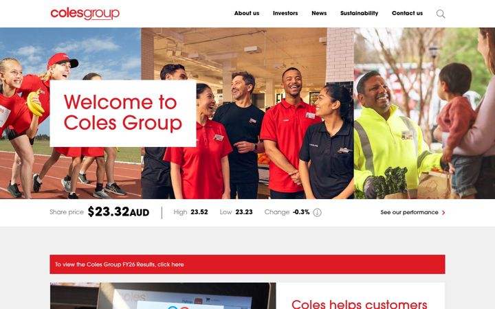Screenshot of colesgroup.com.au